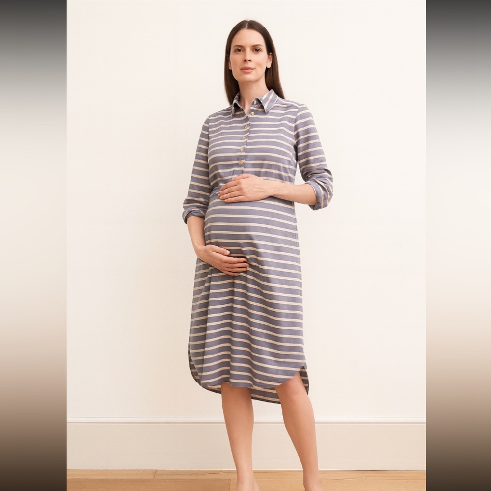 Gap Maternity Shirt Dress Size Small Blue & White